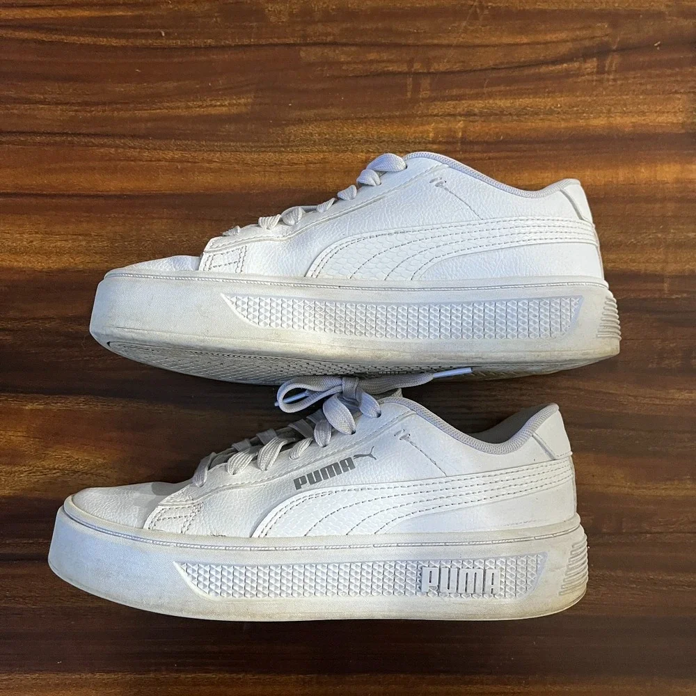 Puma Womens Smash Platform V3 392253-01 White Casual Shoes Sneakers US Size 6.5